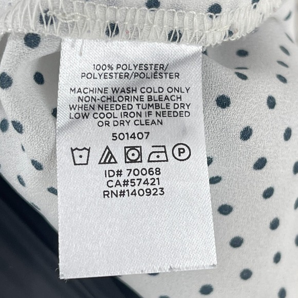 LOFT Outlet White Black Polka Dot Print Shirt Womens V-Neck Long Sleeve Size L - Picture 14 of 16